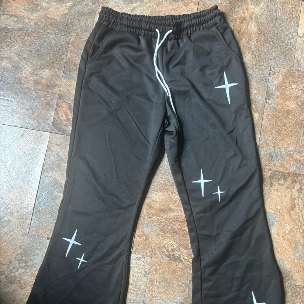 Black flare Pants with White Crosses